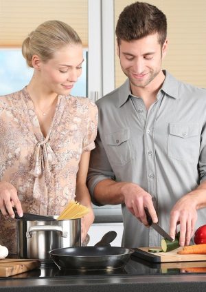 Woman Man Kitchen Food Preparation Couple